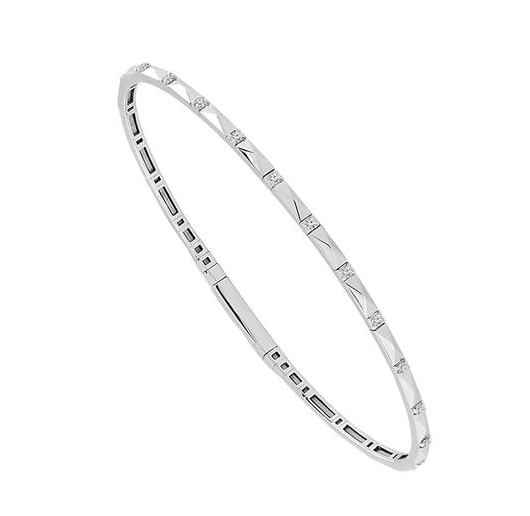 14 Karat White Gold Round Diamond Flexi Bracelet