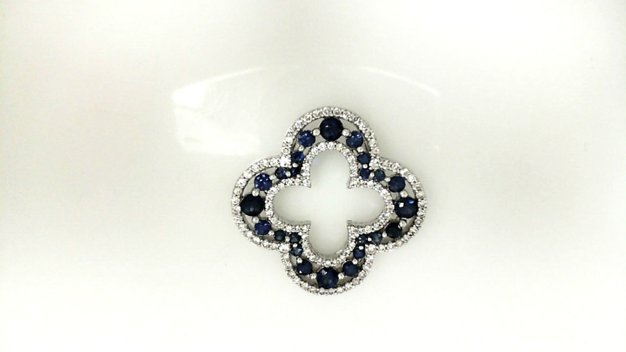 White Gold Round Ssapphire Drop Pendant