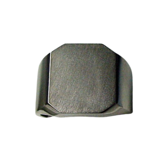 Titanium Stain/Polish Signet Ring with Emerald Cut Top