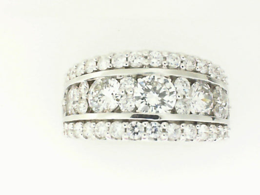 White Gold Round Diamond Wide Ring