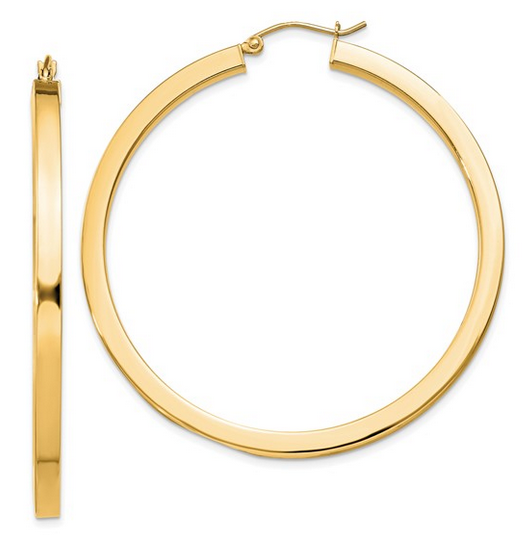 Large Gold-Plated Silver Square Tube Hoops