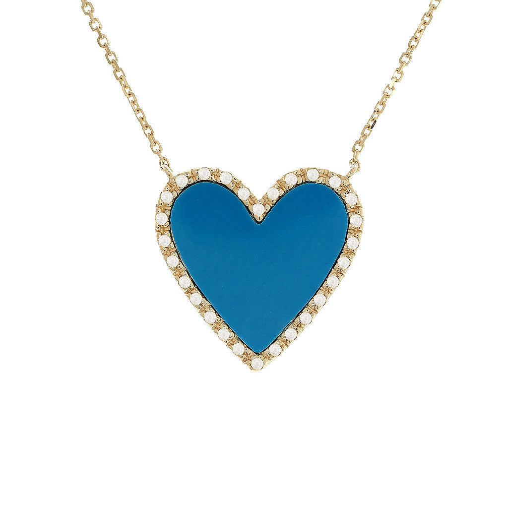 Yellow Gold Heart Turquoise Necklace