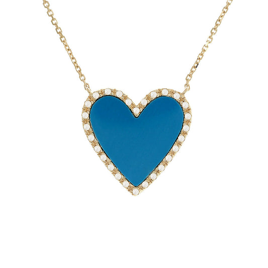 Yellow Gold Heart Turquoise Necklace
