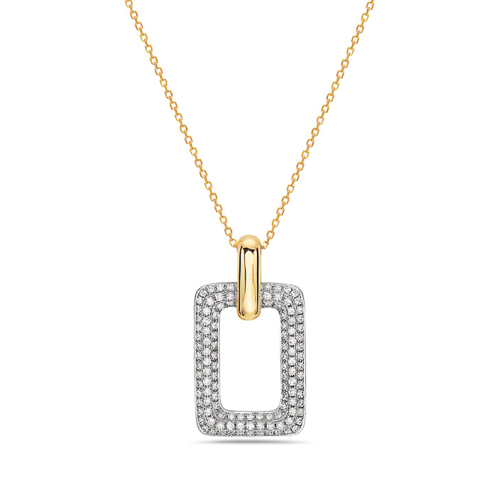 Two Tone Gold Square Diamond Pendant