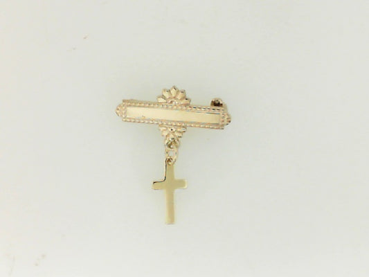 Yellow Gold Dangling Cross Baby Pin