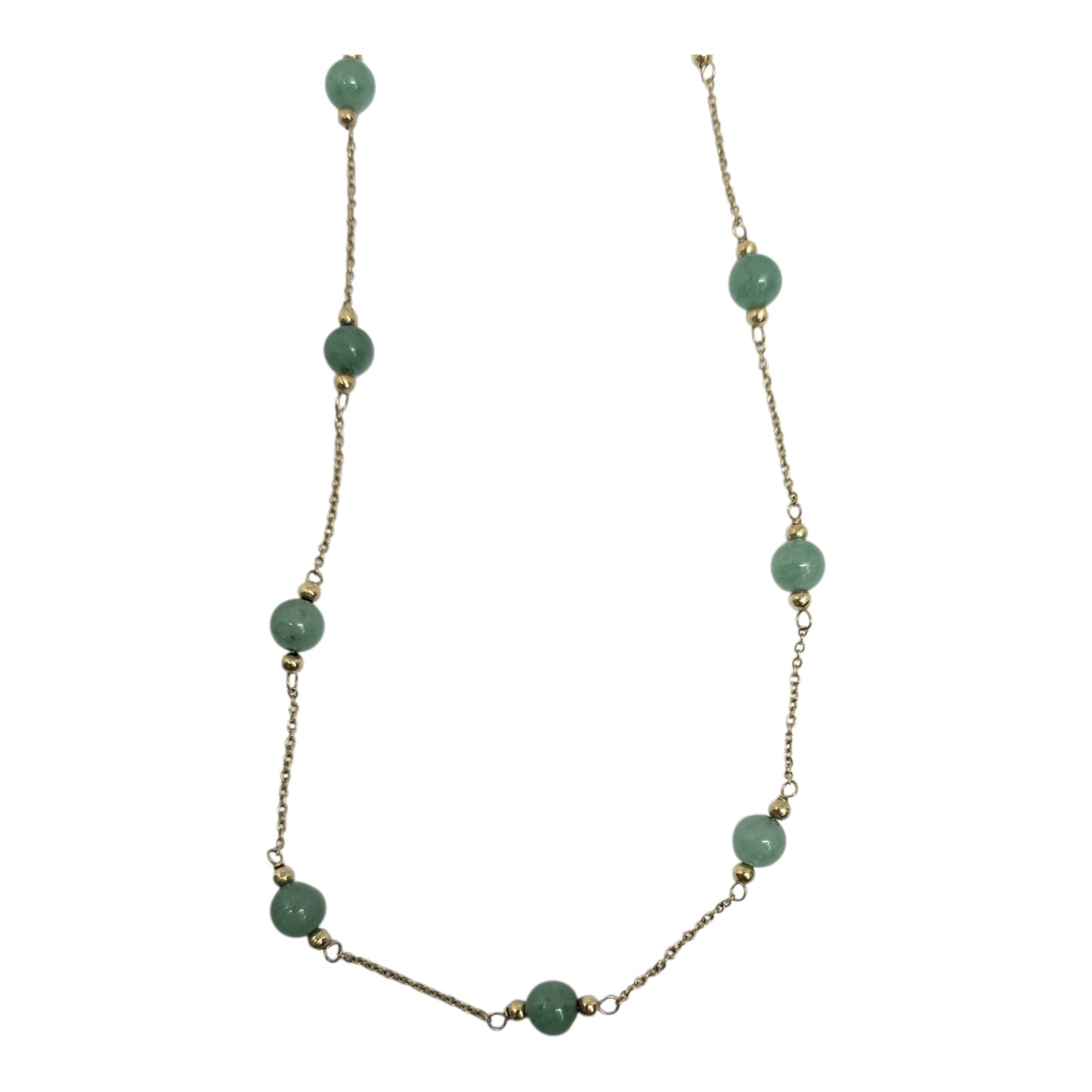 Yellow Gold Jade Station Necklace
