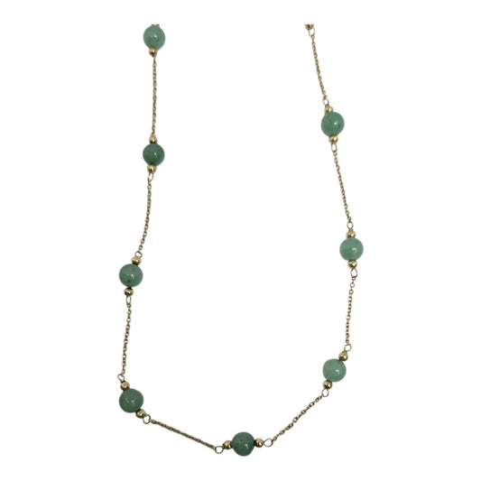 Yellow Gold Jade Station Necklace