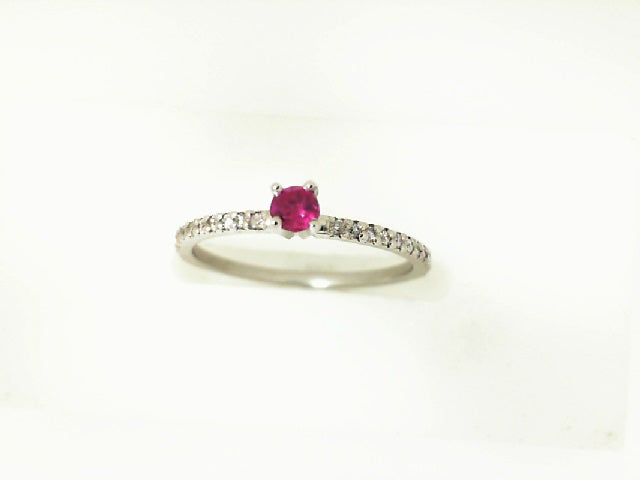 White Gold Ruby and Diamond Stacking Band