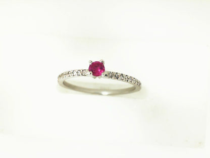 White Gold Ruby and Diamond Stacking Band