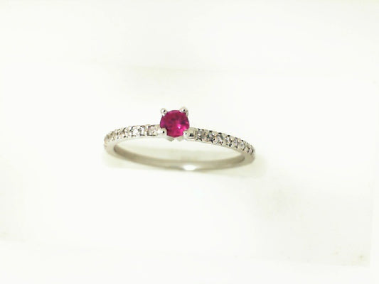 White Gold Ruby and Diamond Stacking Band