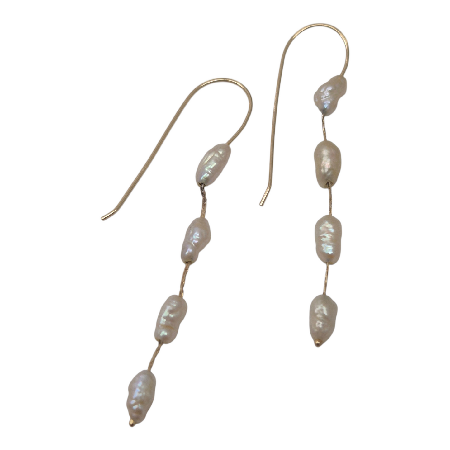 Yellow Gold Pearl Drop Earrings