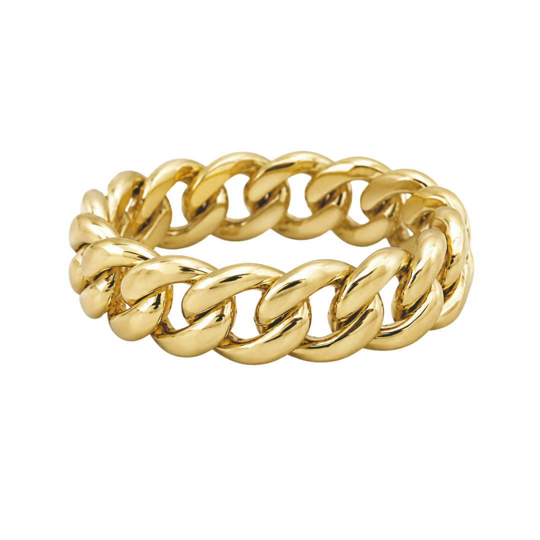 Yellow Gold Cuban Link Flex Ring