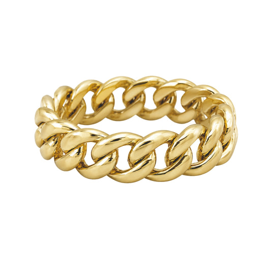 Yellow Gold Cuban Link Flex Ring
