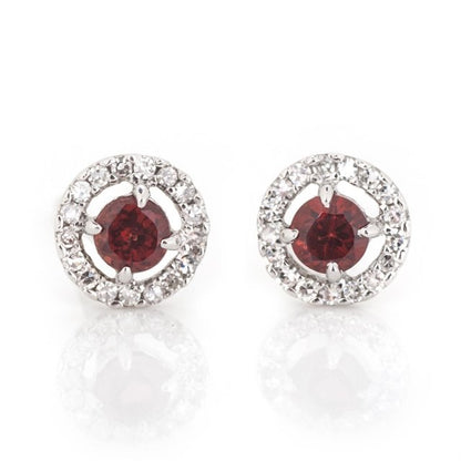 January Birthstone Garnet and Diamond Earrings