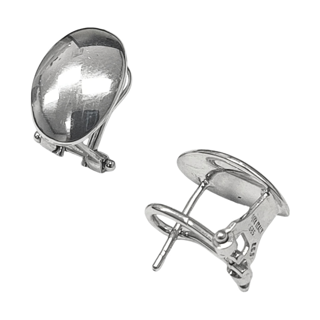 White Gold Omega Clip Earrings