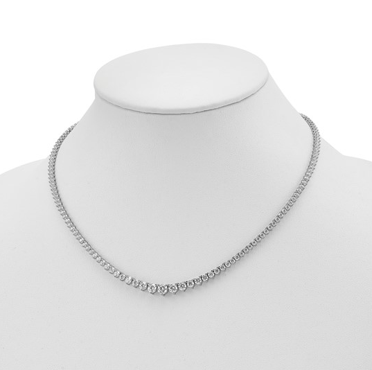 White Silver Graduated Riviera Necklace