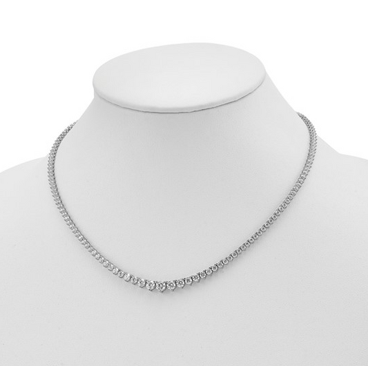 White Silver Graduated Riviera Necklace