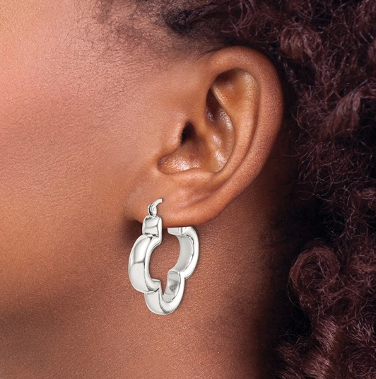 White Silver Quatrefoil Hoops