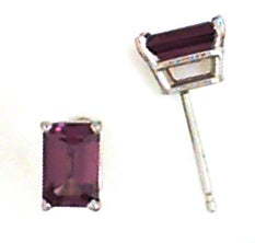 White Gold Emerald Garnet Basket Studs