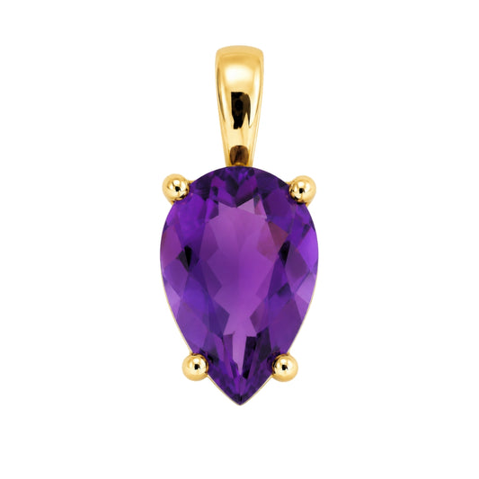 Yellow Gold Amethyst Solitaire Pendant