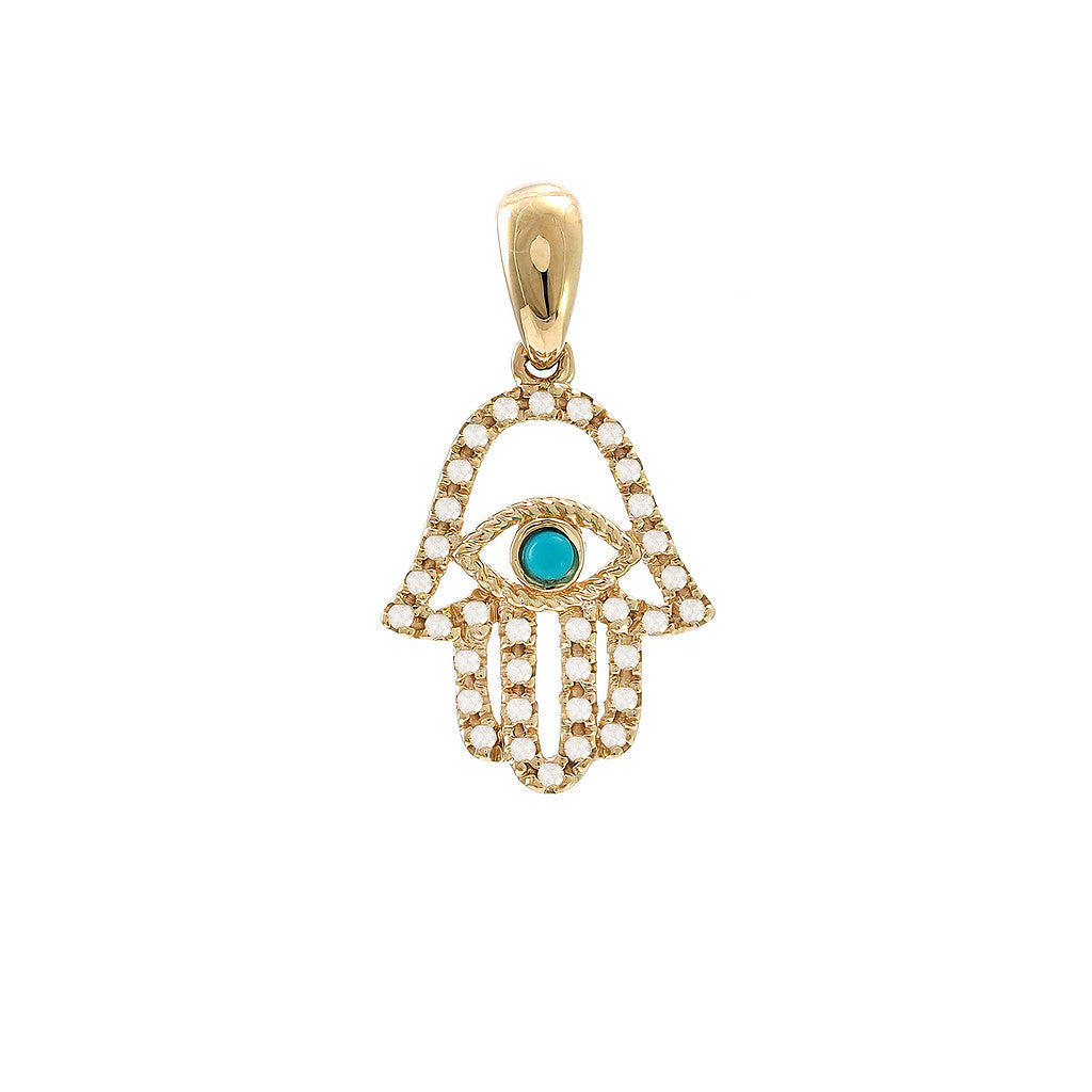 Yellow Gold Hand Turquoise Pendant