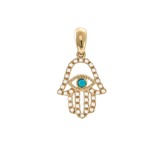 Yellow Gold Hand Turquoise Pendant