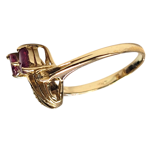 Yellow Gold Pear Ruby Floral Ring