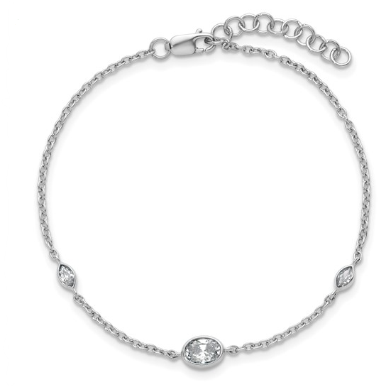Oval Lab Diamond Bezel Station Bracelet