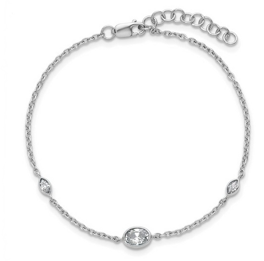 Oval Lab Diamond Bezel Station Bracelet