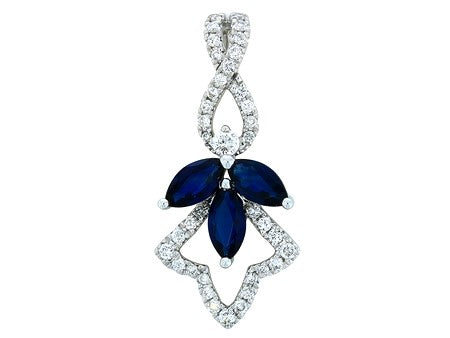 Floral Sapphire and Diamond Pendant