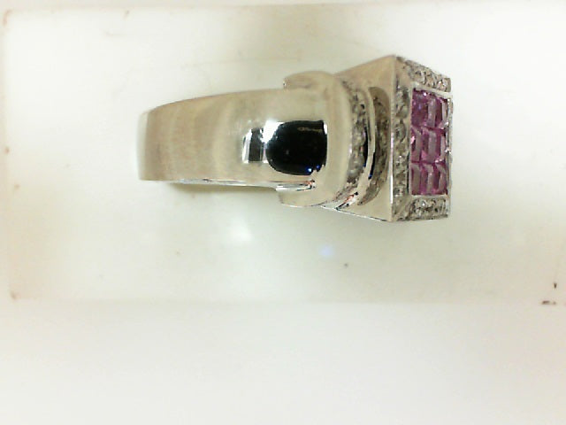 White Gold Square Cushion Sapphire Geometric Ring