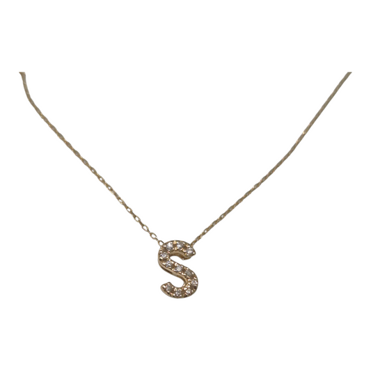 Yellow Gold S Mini Initial Pendant