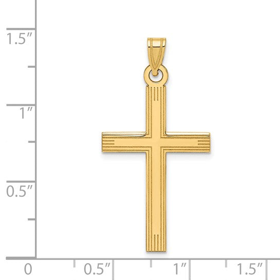 Yellow Gold Laser Etched Cross Charm