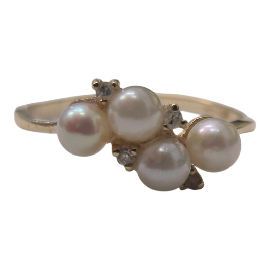 Yellow Gold Pearl Bubble Ring