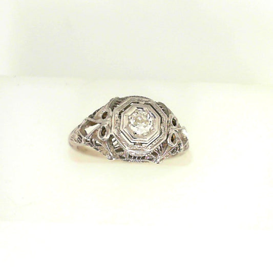 White Gold Transitional Cut Diamond Filigree Ring