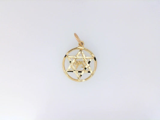 Vintage Yellow Gold Diamond Cut Star of David Pendant