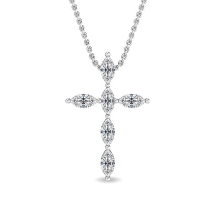 White Gold Lab Grown Diamond Cross Pendant