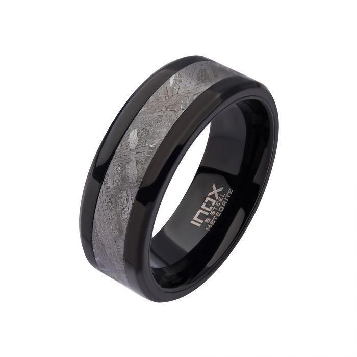 Meteorite and Stainless Steel wedding band