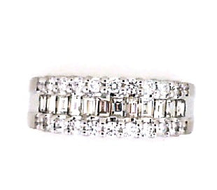 White Gold Three Row Diamond Ring