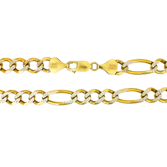 Vintage Two Tone Diamond Cut Figaro Necklace