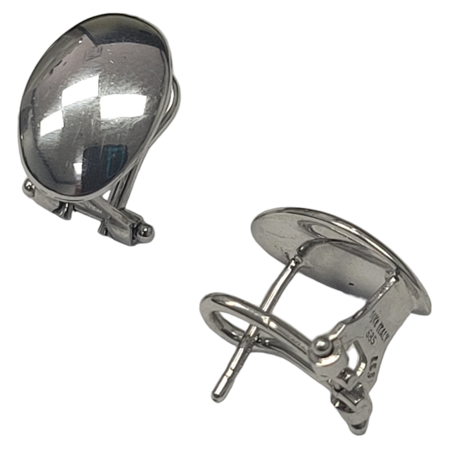 White Gold Omega Clip Earrings