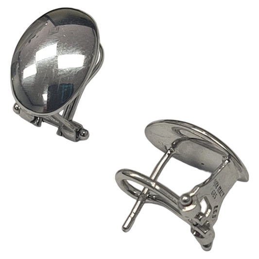 White Gold Omega Clip Earrings