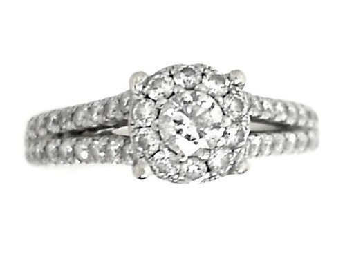White Gold Round Diamond Split Shank Ring