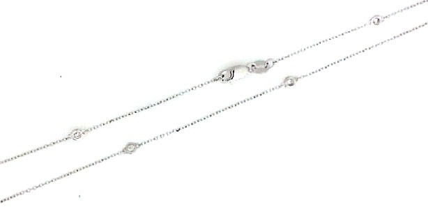 White Gold Brilliant Cut Diamond Station Necklace