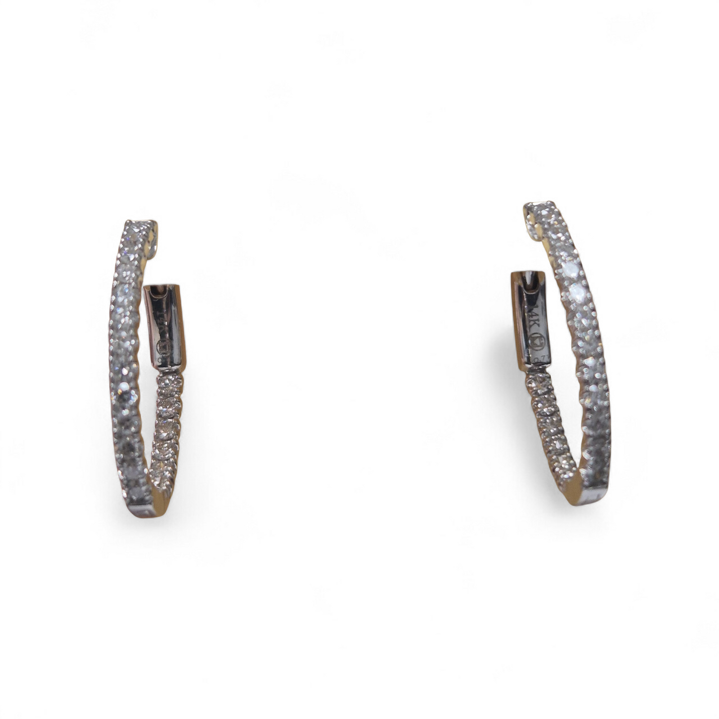White Gold Diamond Inside Out Oval Hoops