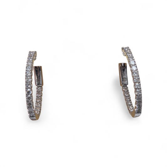 White Gold Diamond Inside Out Oval Hoops