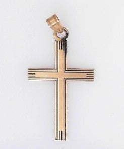 Yellow Gold Laser Etched Cross Charm