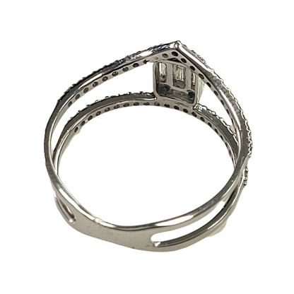 White Gold Geometric Negative Space Diamond Ring