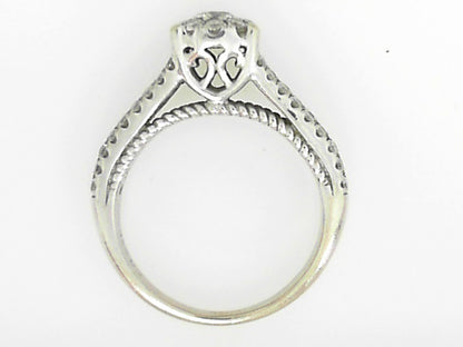 White Gold Round Diamond Split Shank Ring