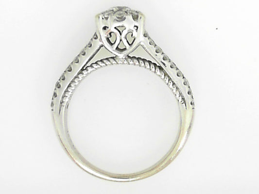 White Gold Round Diamond Split Shank Ring